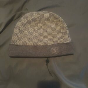 Louis Vuitton Gray Checkered  beanie